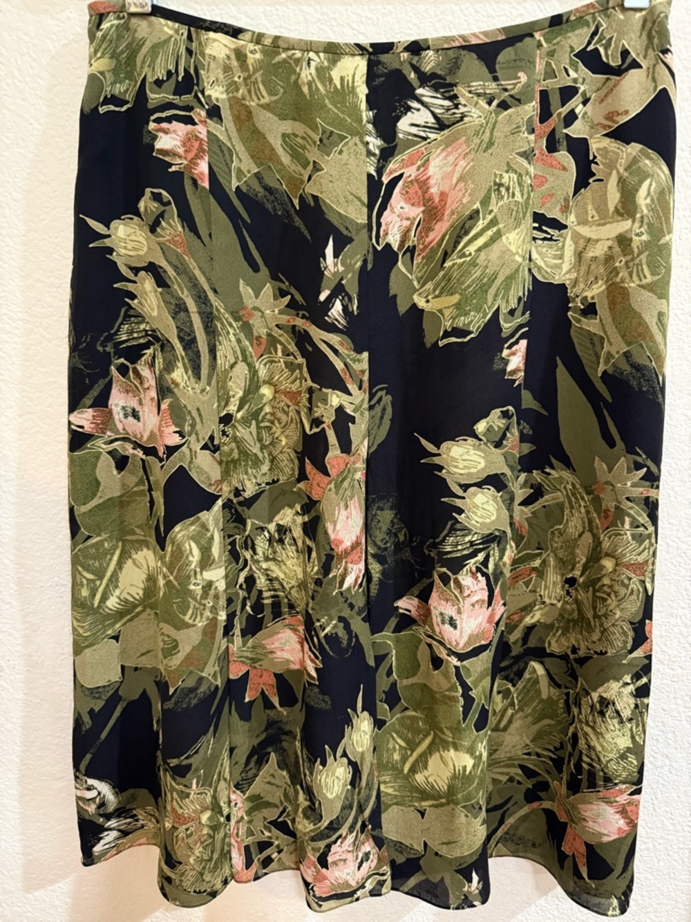 Ellen Tracy A-line Floral Print Skirt With Olive Green,Blush Botanical Print